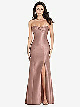 Front View Thumbnail - Neu Nude Bow Cuff Strapless Princess Waist Trumpet Gown