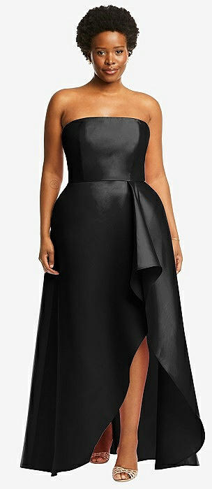 Black strapless high low hot sale dress