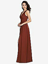 Side View Thumbnail - Auburn Moon Shirred Shoulder Criss Cross Back Maxi Dress with Front Slit