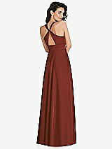 Rear View Thumbnail - Auburn Moon Shirred Shoulder Criss Cross Back Maxi Dress with Front Slit
