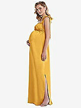 Side View Thumbnail - NYC Yellow Flat Tie-Shoulder Empire Waist Maternity Dress