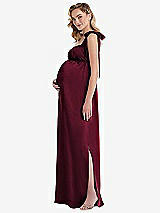 Side View Thumbnail - Cabernet Flat Tie-Shoulder Empire Waist Maternity Dress