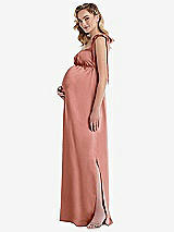 Side View Thumbnail - Desert Rose Flat Tie-Shoulder Empire Waist Maternity Dress