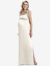 Front View Thumbnail - Ivory Flat Tie-Shoulder Empire Waist Maternity Dress