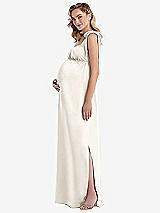 Side View Thumbnail - Ivory Flat Tie-Shoulder Empire Waist Maternity Dress