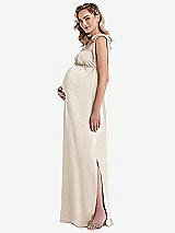 Side View Thumbnail - Oat Flat Tie-Shoulder Empire Waist Maternity Dress