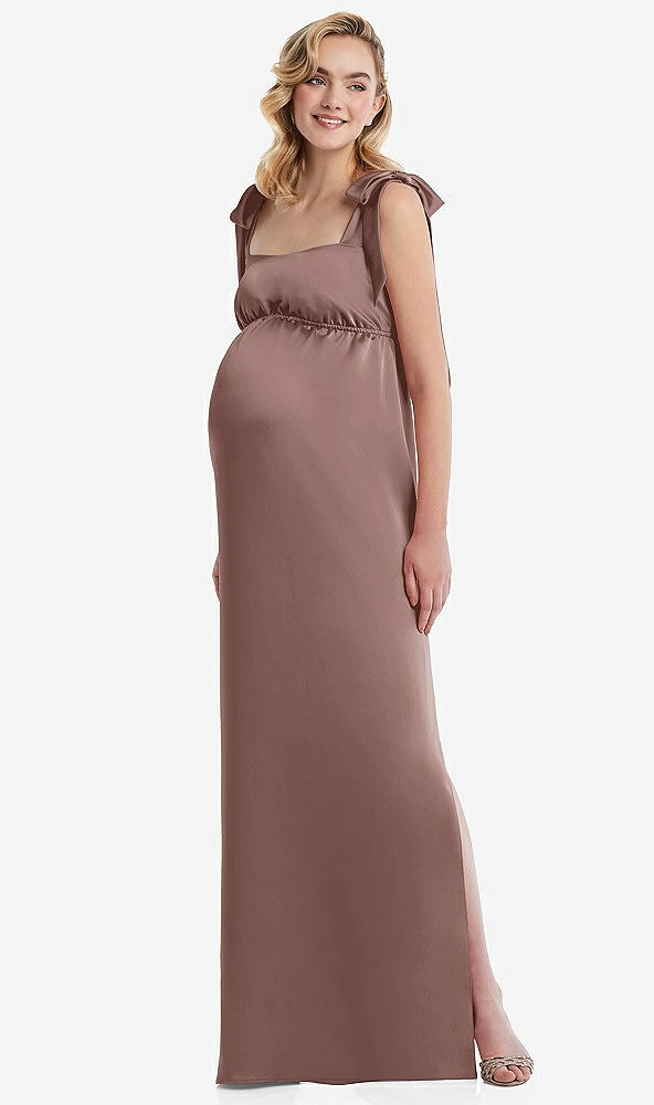 Front View - Sienna Flat Tie-Shoulder Empire Waist Maternity Dress