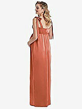 Rear View Thumbnail - Terracotta Copper Flat Tie-Shoulder Empire Waist Maternity Dress