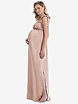 Side View Thumbnail - Toasted Sugar Flat Tie-Shoulder Empire Waist Maternity Dress