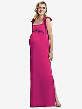 Front View Thumbnail - Think Pink Flat Tie-Shoulder Empire Waist Maternity Dress