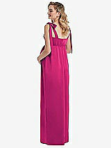 Rear View Thumbnail - Think Pink Flat Tie-Shoulder Empire Waist Maternity Dress