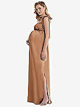 Side View Thumbnail - Toffee Flat Tie-Shoulder Empire Waist Maternity Dress