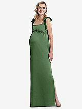 Front View Thumbnail - Vineyard Green Flat Tie-Shoulder Empire Waist Maternity Dress