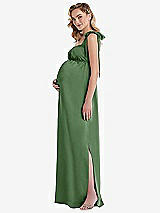 Side View Thumbnail - Vineyard Green Flat Tie-Shoulder Empire Waist Maternity Dress