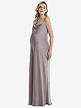 Side View Thumbnail - Cashmere Gray Cowl-Neck Tie-Strap Maternity Slip Dress