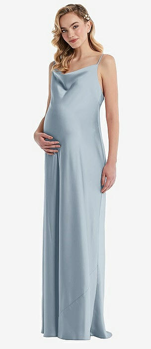 Criss-cross Cutout Back Maxi Bridesmaid Dress With Front Slit In Mist