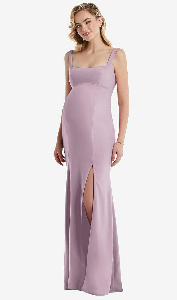 Front View - Suede Rose Wide Strap Square Neck Maternity Trumpet Gown