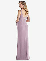 Rear View Thumbnail - Suede Rose Wide Strap Square Neck Maternity Trumpet Gown