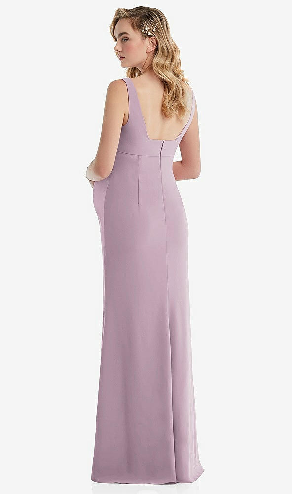 Back View - Suede Rose Wide Strap Square Neck Maternity Trumpet Gown