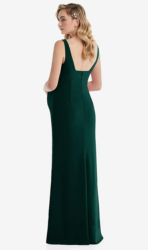 Back View - Evergreen Wide Strap Square Neck Maternity Trumpet Gown