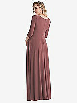 Rear View Thumbnail - English Rose 3/4 Sleeve Wrap Bodice Maternity Dress