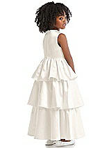 Rear View Thumbnail - Ivory Jewel Neck Tiered Skirt Satin Flower Girl Dress