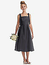 Front View Thumbnail - Onyx Tie Shoulder Pleated Full Skirt Junior Bridesmaid Dress