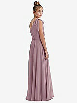 Rear View Thumbnail - Dusty Rose One-Shoulder Scarf Bow Chiffon Junior Bridesmaid Dress