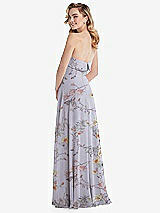 Rear View Thumbnail - Butterfly Botanica Silver Dove Cuffed Strapless Maxi Dress with Front Slit