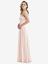 Side View Thumbnail - Blush Cuffed Strapless Maxi Dress with Front Slit