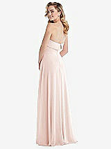 Rear View Thumbnail - Blush Cuffed Strapless Maxi Dress with Front Slit