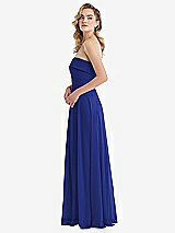 Side View Thumbnail - Cobalt Blue Cuffed Strapless Maxi Dress with Front Slit