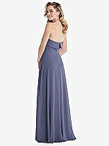 Rear View Thumbnail - French Blue Cuffed Strapless Maxi Dress with Front Slit