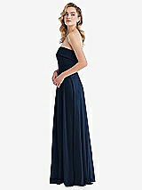 Side View Thumbnail - Midnight Navy Cuffed Strapless Maxi Dress with Front Slit