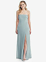 Front View Thumbnail - Morning Sky Cuffed Strapless Maxi Dress with Front Slit
