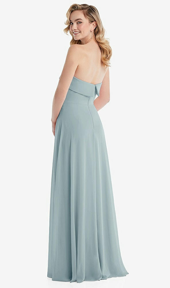 Back View - Morning Sky Cuffed Strapless Maxi Dress with Front Slit