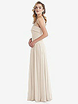 Side View Thumbnail - Oat Cuffed Strapless Maxi Dress with Front Slit