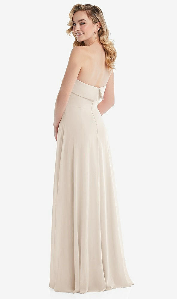 Back View - Oat Cuffed Strapless Maxi Dress with Front Slit