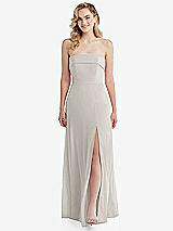 Front View Thumbnail - Oyster Cuffed Strapless Maxi Dress with Front Slit