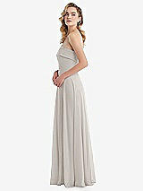 Side View Thumbnail - Oyster Cuffed Strapless Maxi Dress with Front Slit