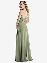 Rear View Thumbnail - Sage Cuffed Strapless Maxi Dress with Front Slit