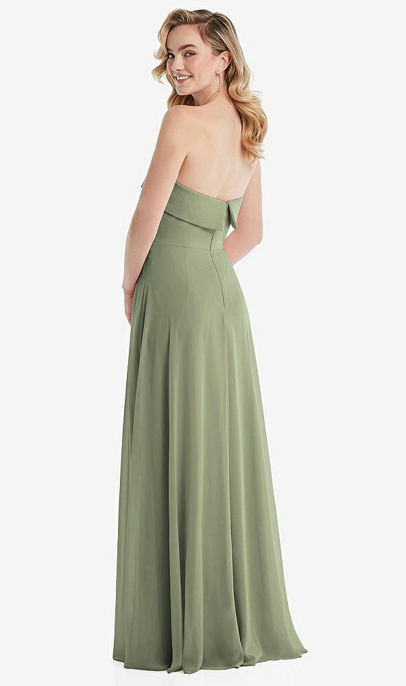 Back View - Sage Cuffed Strapless Maxi Dress with Front Slit