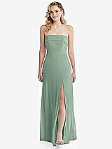 Front View Thumbnail - Seagrass Cuffed Strapless Maxi Dress with Front Slit