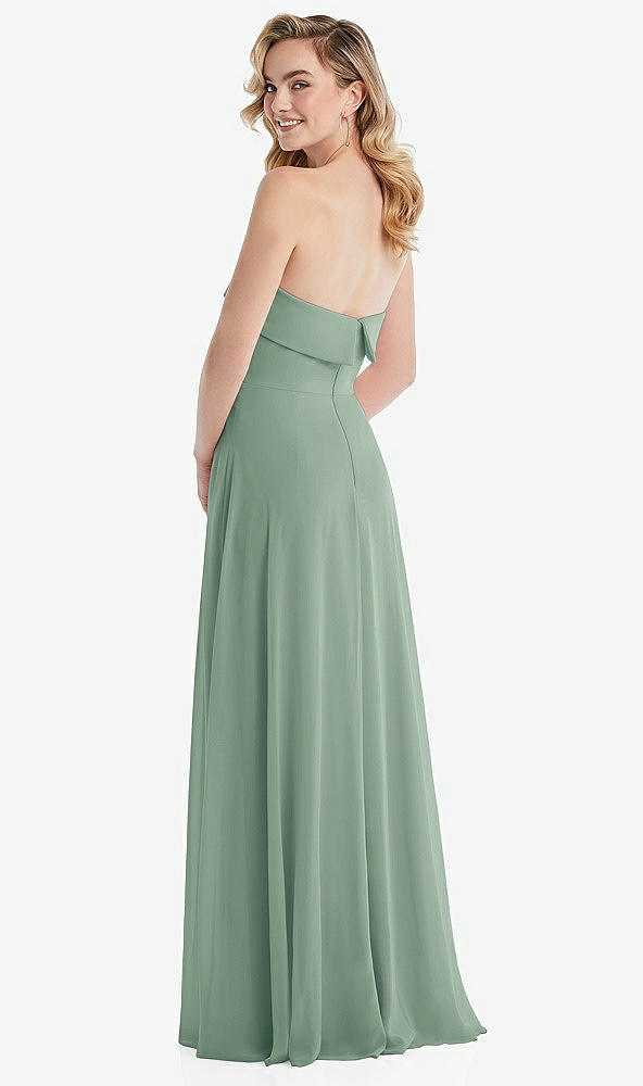 Back View - Seagrass Cuffed Strapless Maxi Dress with Front Slit