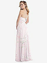 Rear View Thumbnail - Watercolor Print Cuffed Strapless Maxi Dress with Front Slit