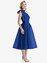 Side View Thumbnail - Sapphire Scarf-Tie One-Shoulder Organdy Midi Dress 