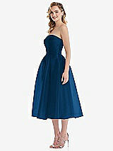 Side View Thumbnail - Comet Strapless Pleated Skirt Organdy Midi Dress