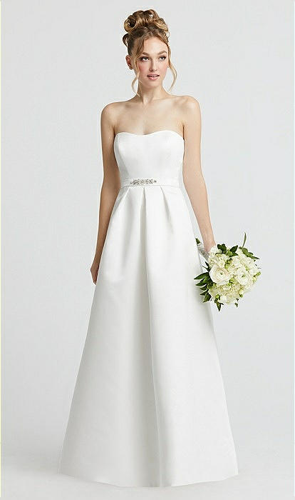 Sweetheart Strapless Satin Wedding Dress with Beaded Belt