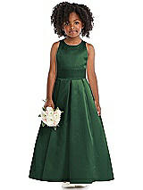 Front View Thumbnail - Hampton Green Sleeveless Pleated Skirt Satin Flower Girl Dress