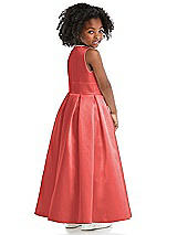 Rear View Thumbnail - Perfect Coral Sleeveless Pleated Skirt Satin Flower Girl Dress